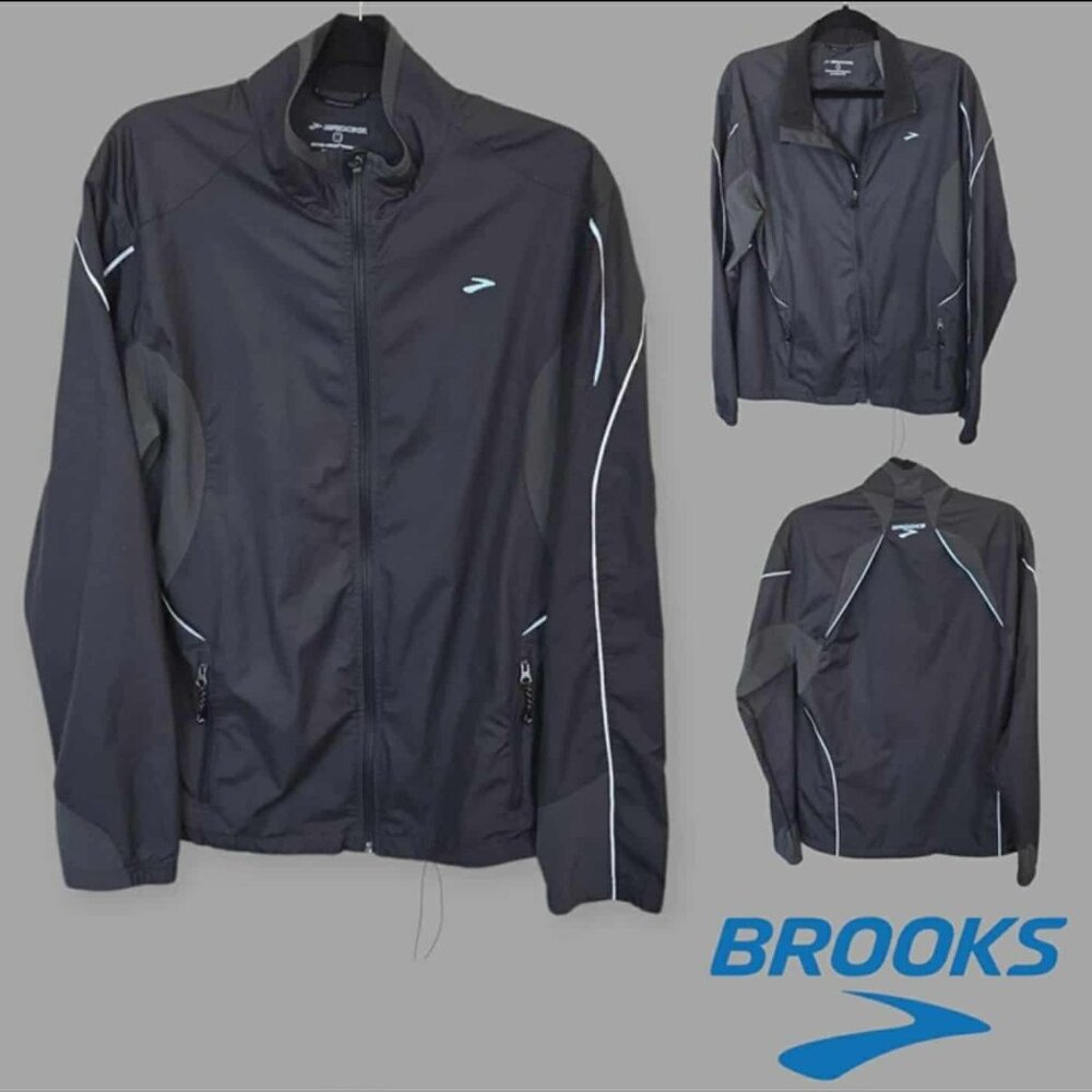 Brooks Gray Lightweight Athletic  Casual Outdoor Jacket Full Zip Womens Medium